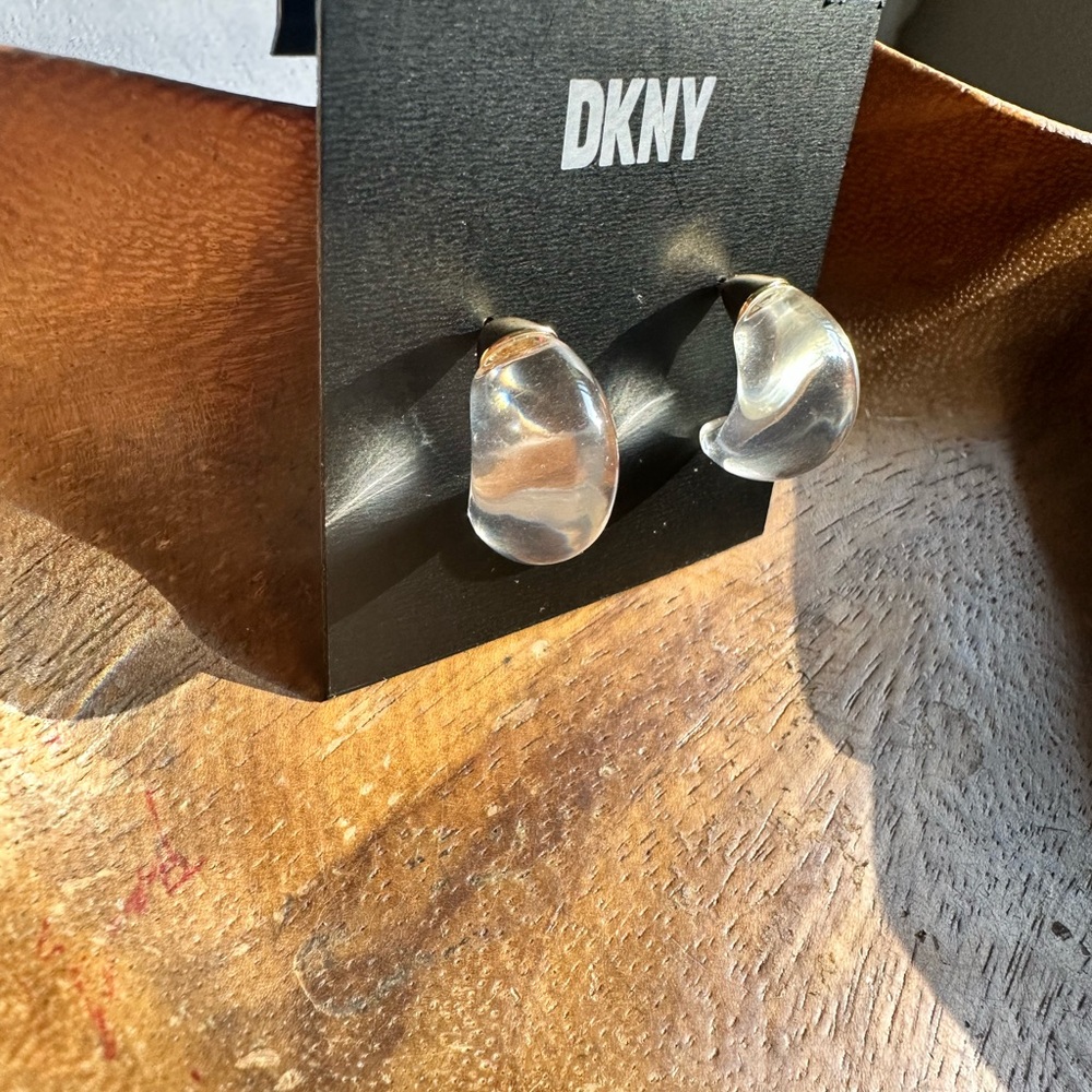 DKNY Clear Wave Resin Stud Earrings
